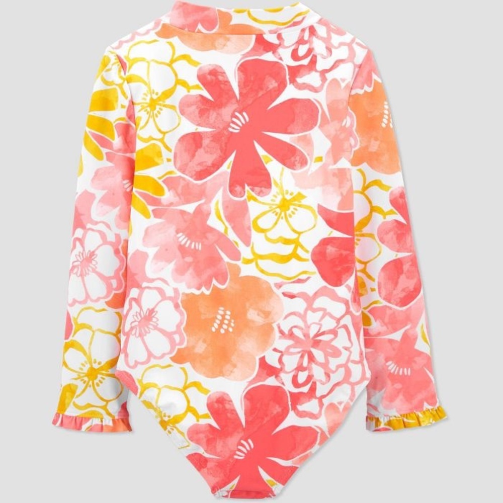 Beautiful large floral print long sleeve sun suit